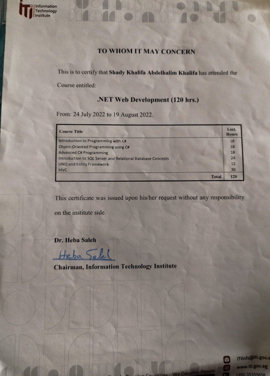 ITI .NET Certificate